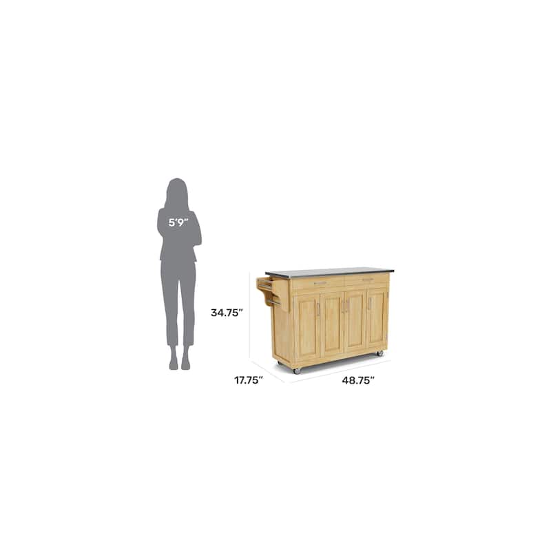 Homestyles Create-a-Cart Natural Mobile Kitchen Cart with Stainless Steel Top