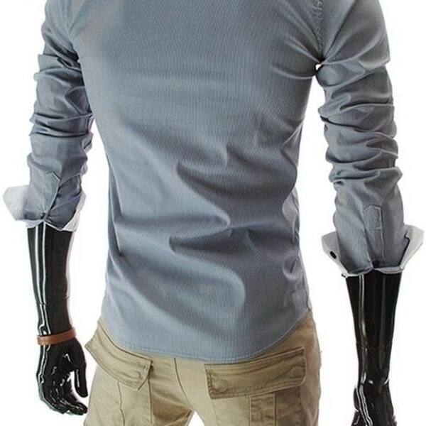 Shop Men S Korean Fashion Slim Stripe Long Sleeve Shirt Trend Of
