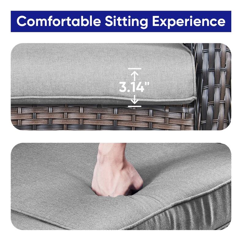Outdoor Rattan Glider Sofa,Patio Chair, Rocking Chair with Table