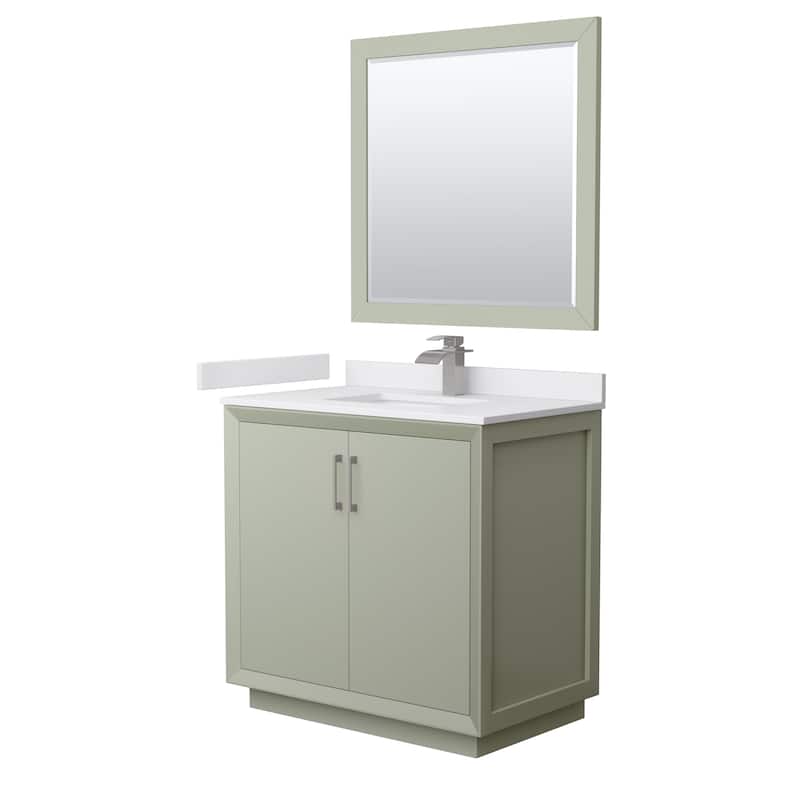Strada 36-Inch Single Vanity Set, Cultured Marble Top, 34-Inch Mirror
