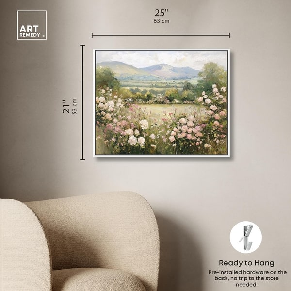 dimension image slide 6 of 16, Valley in Bloom Farmhouse Art Framed Canvas Print by Art Remedy