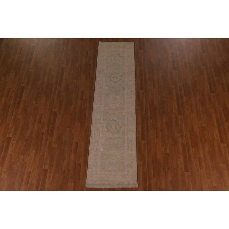 Oushak Oriental Runner Rug Hand-knotted Vegetable Dye Wool Carpet - 2'6"x 9'8"