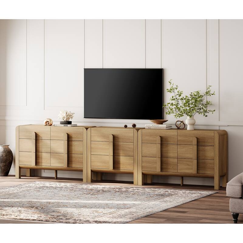 WAMPAT Modern Dresser TV Stand For Tvs Up To 120 Inch, 3-In-1 Wood Media Console With Drawers, Mid Century Entertainment Center