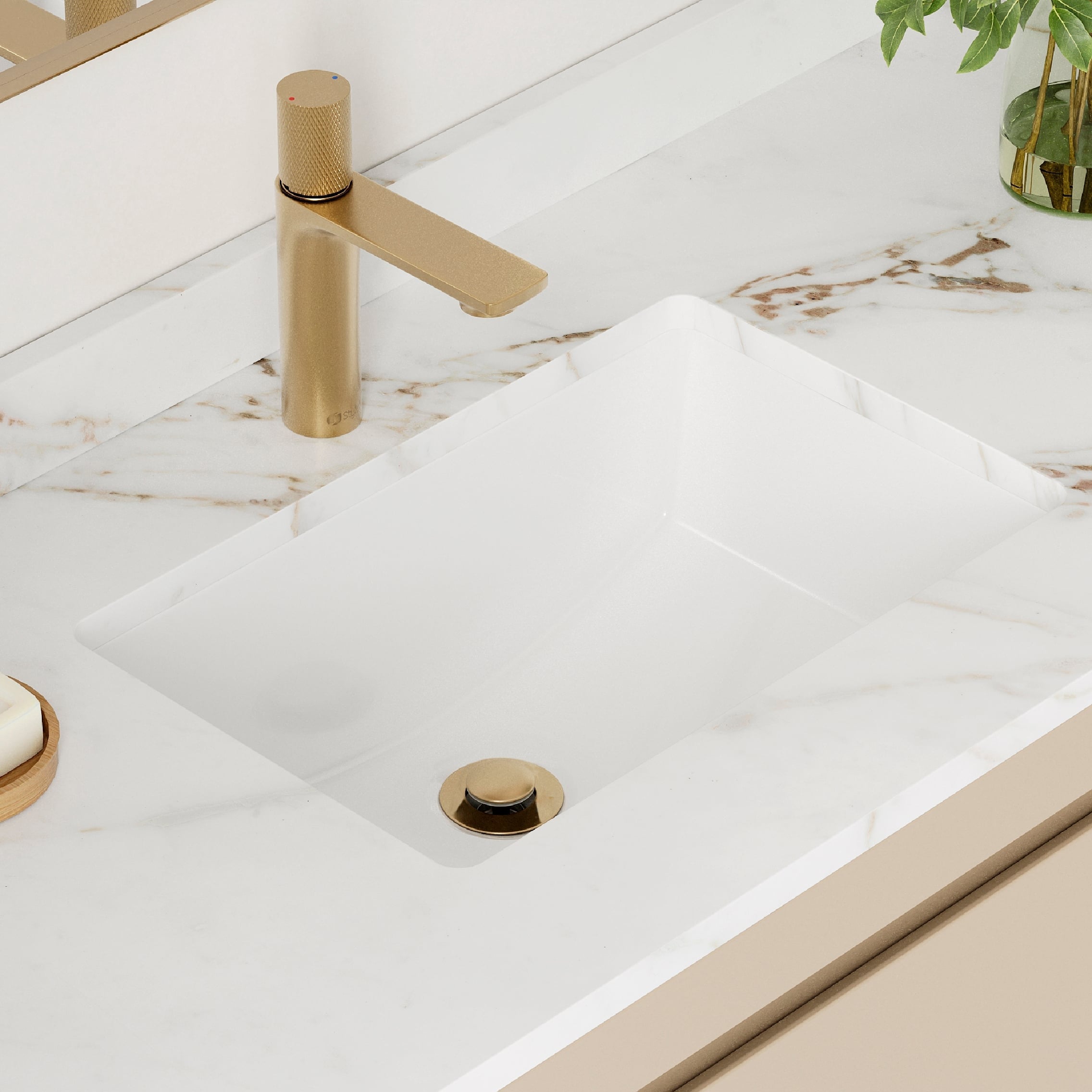 STYLISH 18x12 inch Porcelain Rectangular Undermount Vanity Sink with Overflow