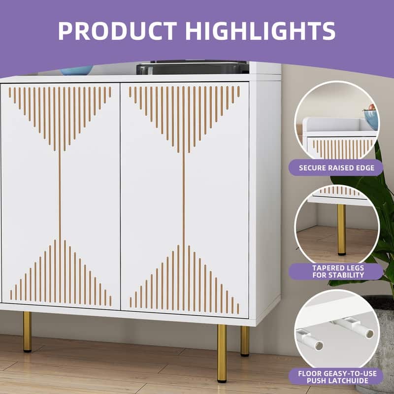 Moasis Modern 55" Sideboard Buffet Cabinet Carved Design