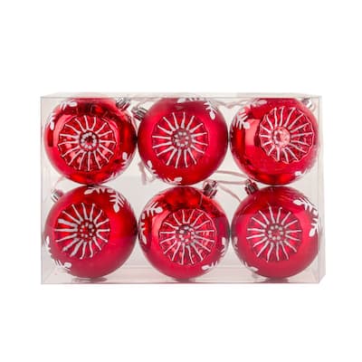 National Tree Company 6-Piece Shatterproof Snowflake Red Ornaments - 3 in