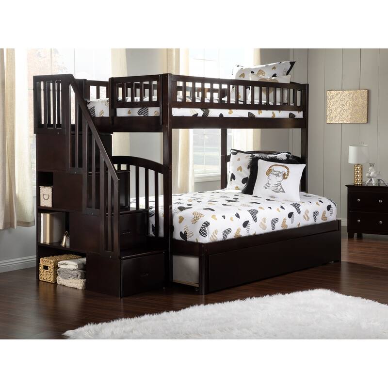 Westbrook Staircase Bunk Bed Twin over Full with Full Trundle