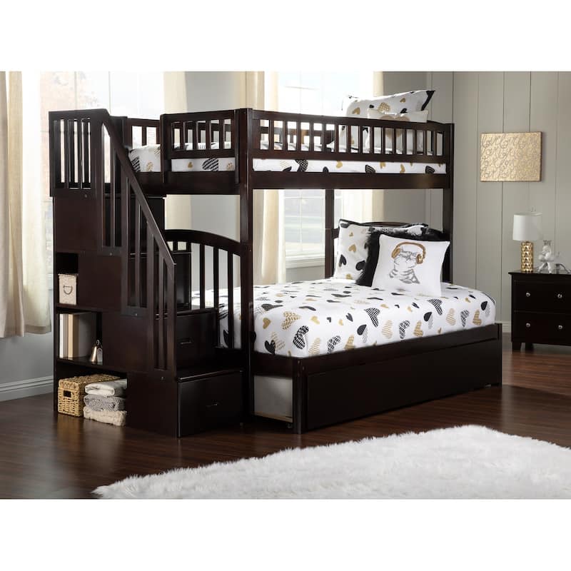 Westbrook Staircase Bunk Twin over Full with Twin Trundle in Espresso
