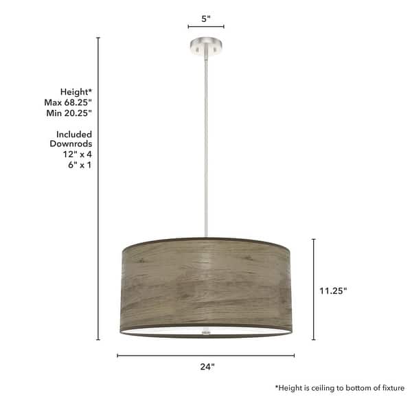 dimension image slide 12 of 13, Hunter Solhaven Drum Pendant Light