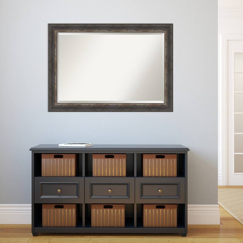 Beveled Wall Mirror - Bark Rustic Char Frame