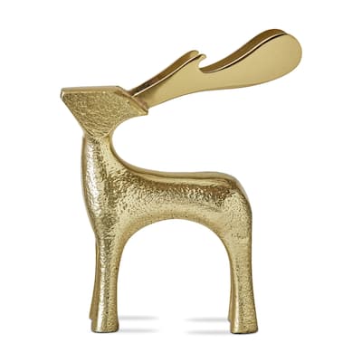 Gold Reindeer Bottle Opener Aluminum Christmas Bar Tool 4.5 in H x 3 in L x 1.25 in W Hand Wash Only