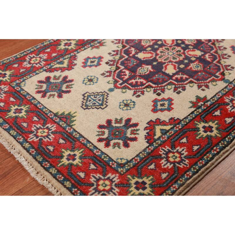 Traditional Kazak Rug Oriental Hand-Knotted Wool Carpet - 2'0"x 3'0"