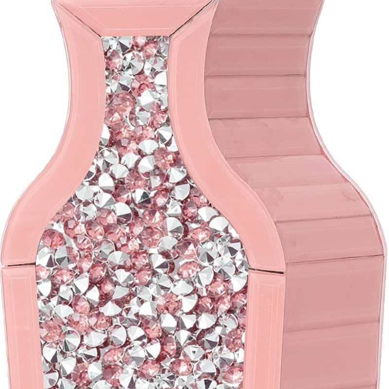 27" Pink Mirrored Glass Floor Vase With Faux Crystals - 4.72