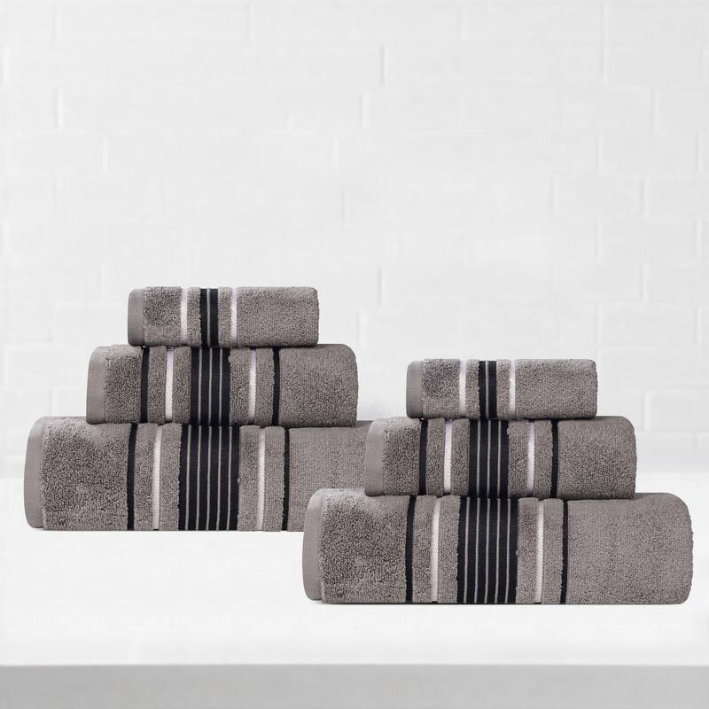 Superior Sadie Zero Twist Cotton 6 Piece Solid Towel Set - Charcoal