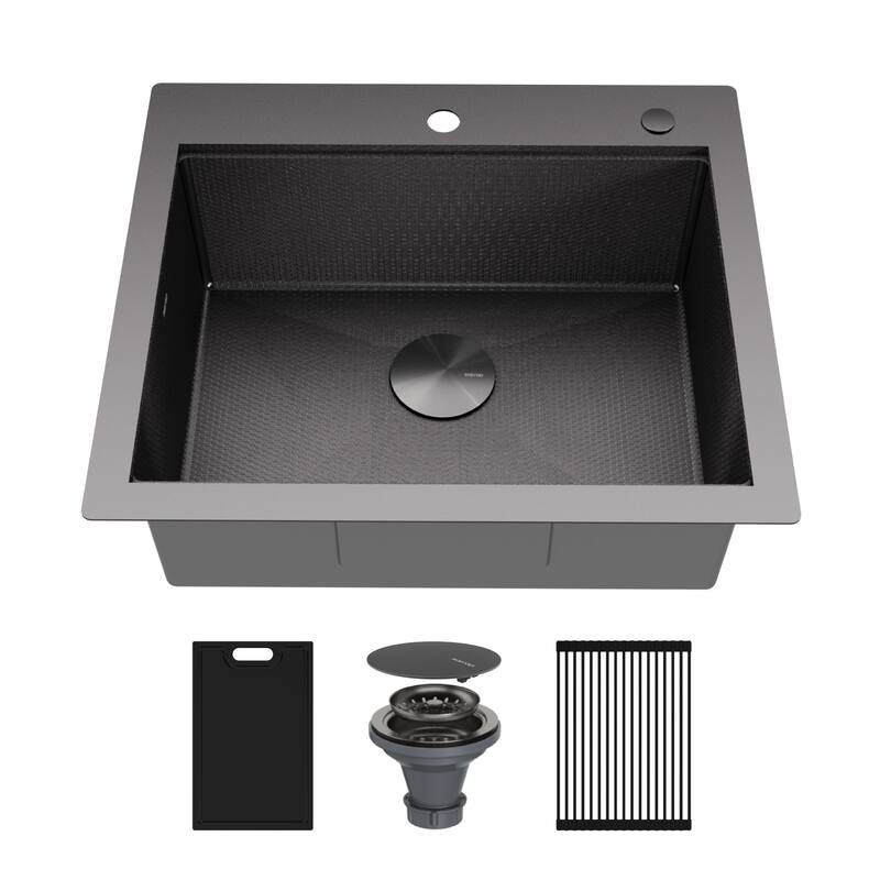 Karran USA HST2522SB Matrix 25" Drop In Single Basin Stainless Steel - Gunmetal Grey