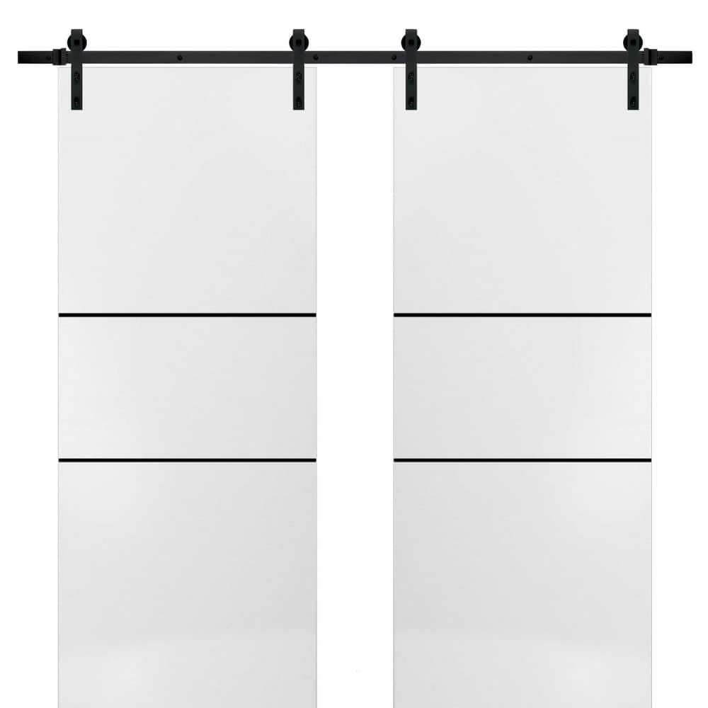 Sturdy Double Barn Door 36 x 80 with Planum 0014 White Silk with 13FT