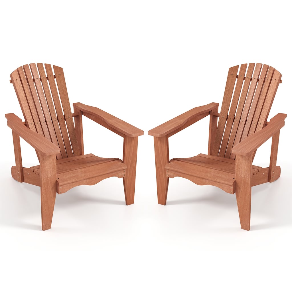 Gymax 2PCS Solid Wood Garden Chair w/ High Backrest Wide Armrests &