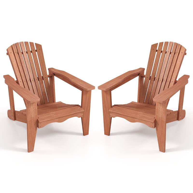 Gymax 4PCS Solid Wood Garden Chair w/ High Backrest Wide Armrests &