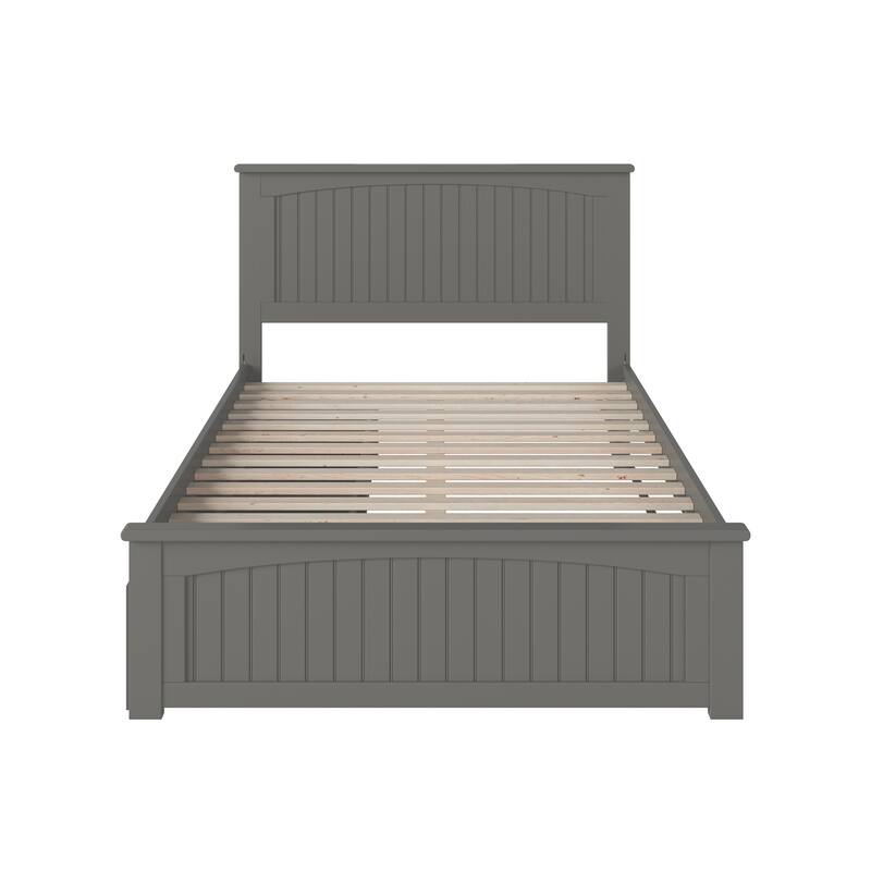 Nantucket Full Platform Bed with 2 Bed Drawers in Grey