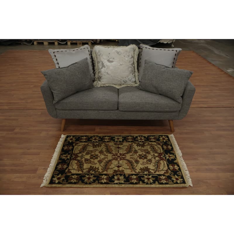 Hand Knotted Oriental 100% Wool Carpet Traditional Floral Beige & Ivories Agra Area Rug - 4' 2'' X 2' 6''