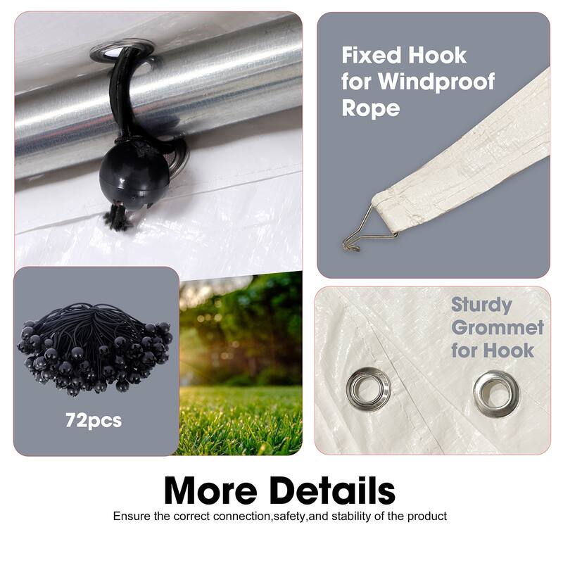 10x20FT Carport Canopy, Waterproof UV Protection, 72 Elastic Buckles