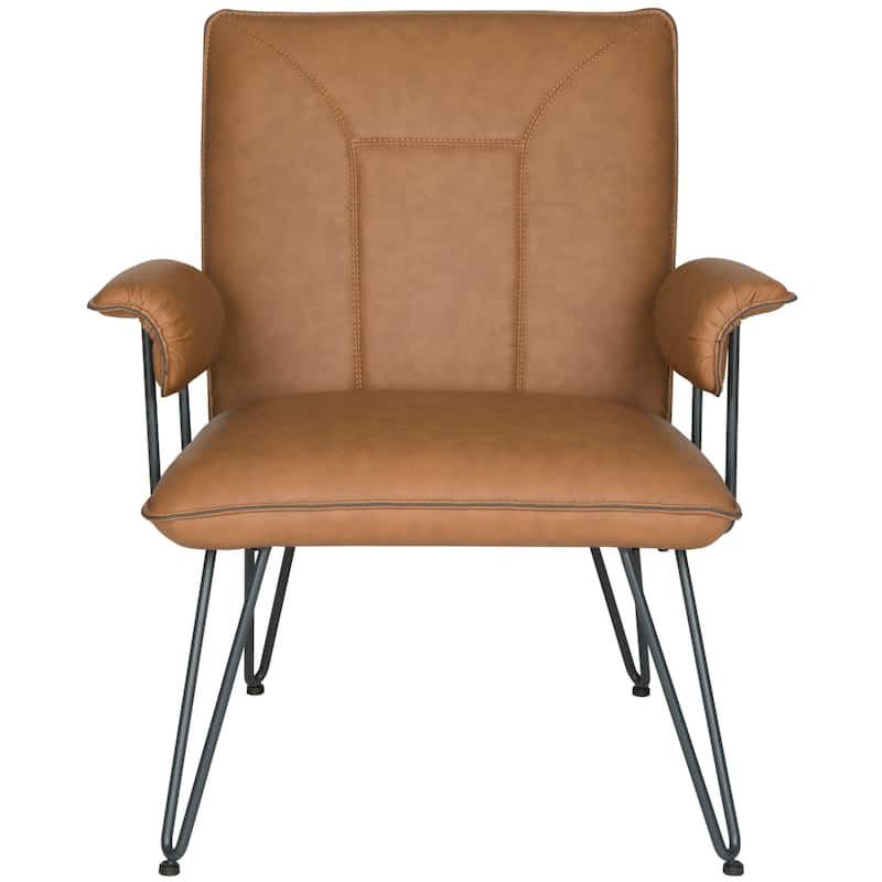 SAFAVIEH Idamae Mid-Century Modern Faux Leather Arm Chair - 29Wx28Dx33H - Camel
