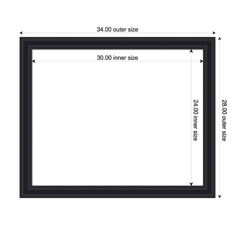 Dalat Framed Dry Erase Magnetic Board - 34 x 28 in - Dalat Black
