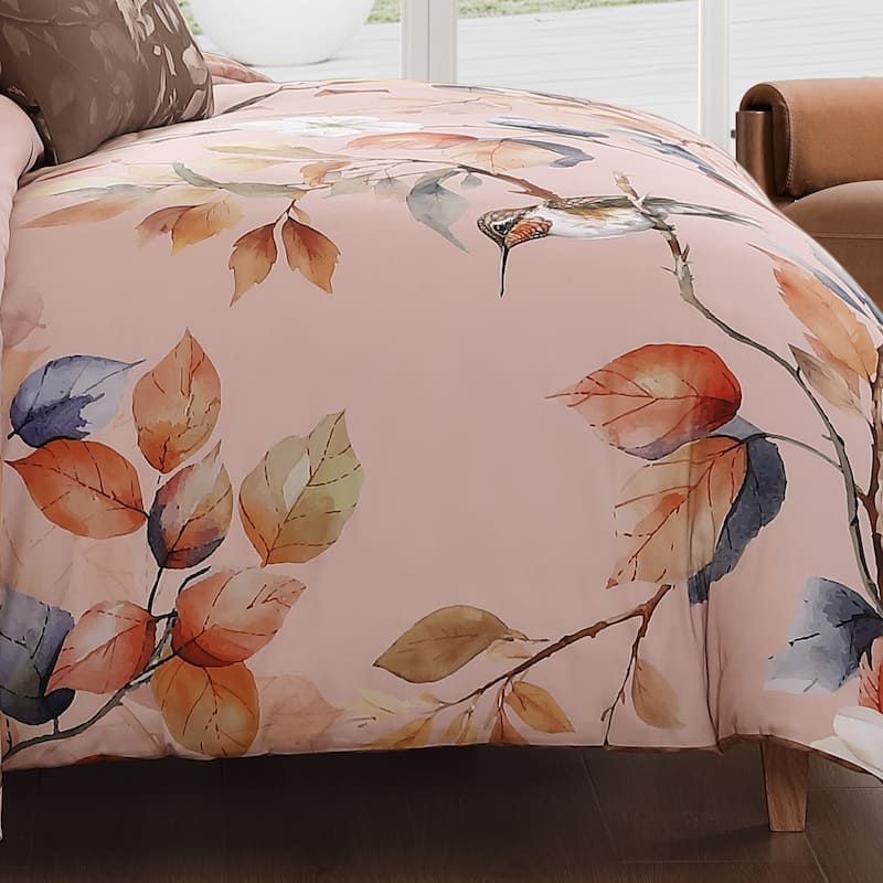 Bebejan Peachy Dogwood 100% Cotton Sateen 5 Piece Reversible Comforter Set