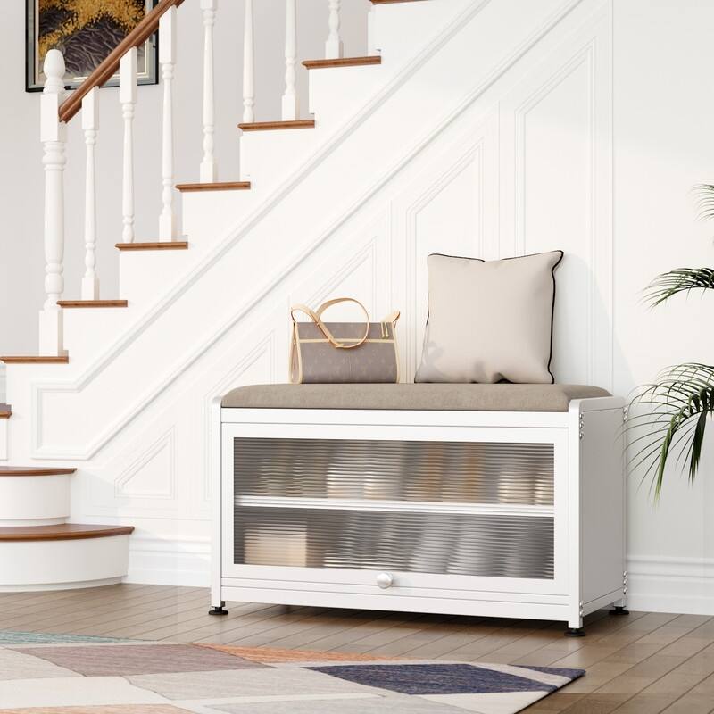 2-Tier Flip-Up Shoe Bench with Storage – 286lb Capacity, Soft Seat & Magnetic Closure