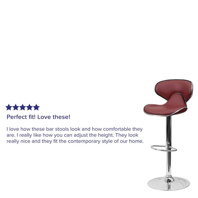 Contemporary Cozy Mid-back Vinyl Height-adjustable Chrome Barstool - 16"W x 17.5"D x 34.5" - 43"H
