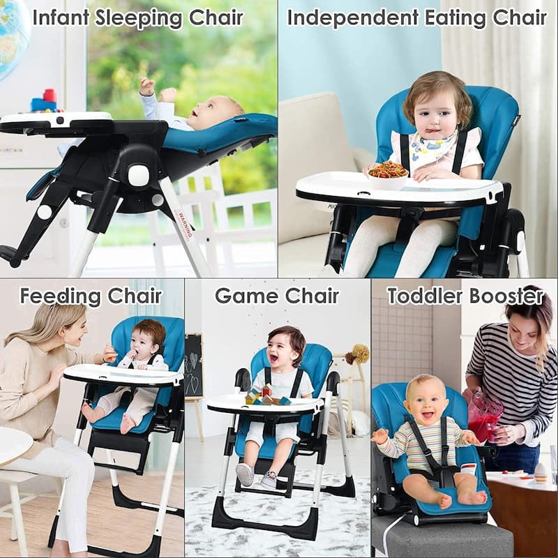 4 in 1 High Chair-Booster Seat with Adjustable Height and Recline - 21 x 28 x 41 inch (MAX)