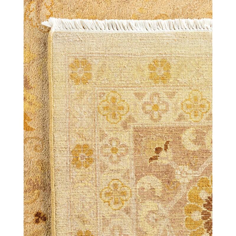 Overton Hand Knotted Wool Vintage Inspired Traditional Ottoman Ivory Area Rug - 9' 1" x 12' 0"