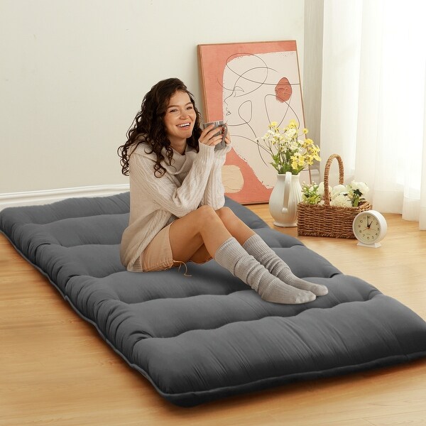 Japanese Traditional Shiki Futon Roll-Up Mat,Twin Size Futon Floor