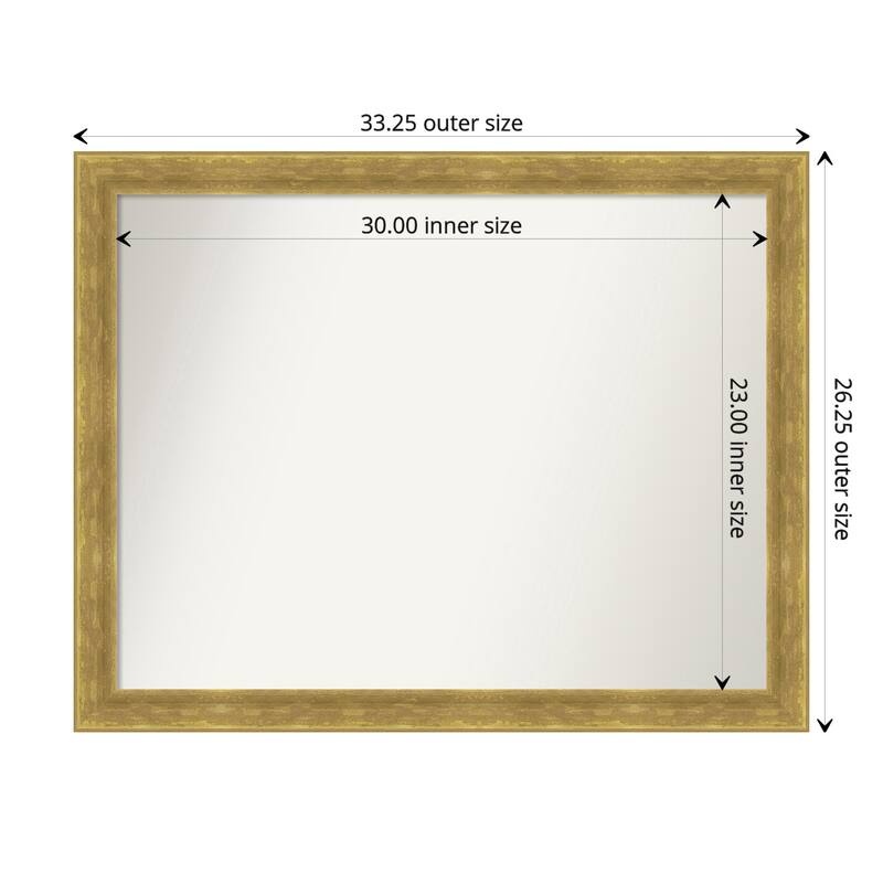 Angled Gold Framed Non-Beveled Custom Wall Mirror, Bathroom Vanity Mirror