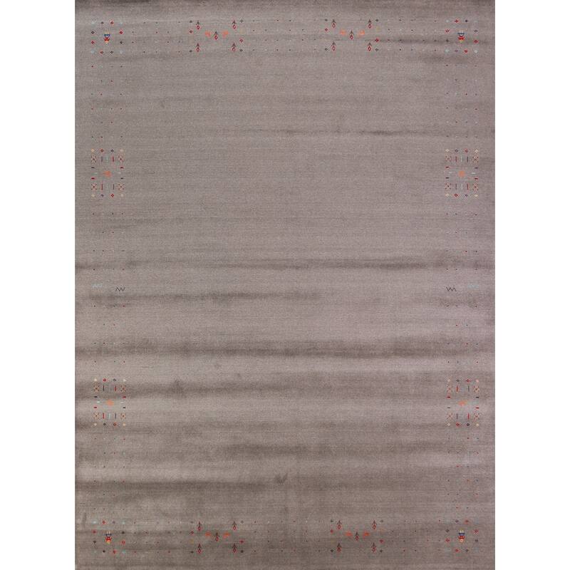 Tribal Gabbeh Indian Area Rug Hand-Knotted Living Room Wool Carpet - 9'2" x 11'11"
