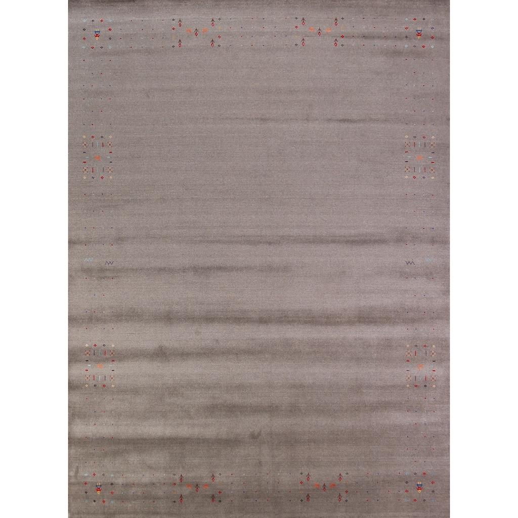 Tribal Gabbeh Indian Area Rug Hand-Knotted Living Room Wool Carpet - 9'2" x 11'11"