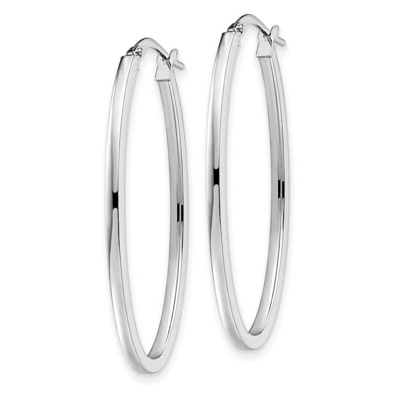 Curata 10k Yellow or White Gold 41x6mm Polished Long Oval Hinged Hoop Earrings
