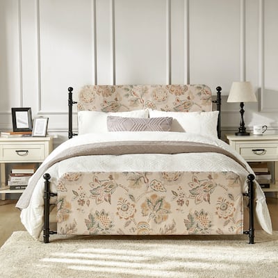 Diana Transitional 62" Floral Upholstered Platform Metal Bed Frame with Washable Slipcover by HULALA HOME