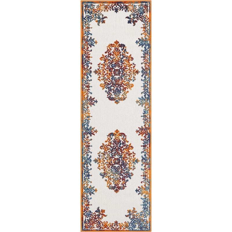 Well Woven Dorado Arid Modern Indoor Outdoor Medallion Area Rug - 2'3" x 7'3" Runner - Ivory