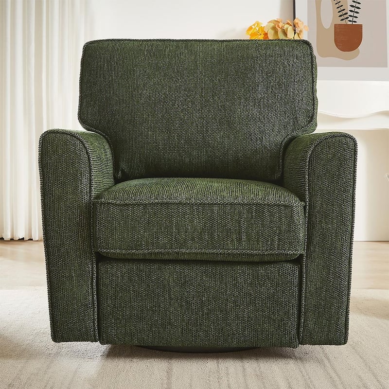 Chenille Swivel Barrel Armchair With Side Pockets