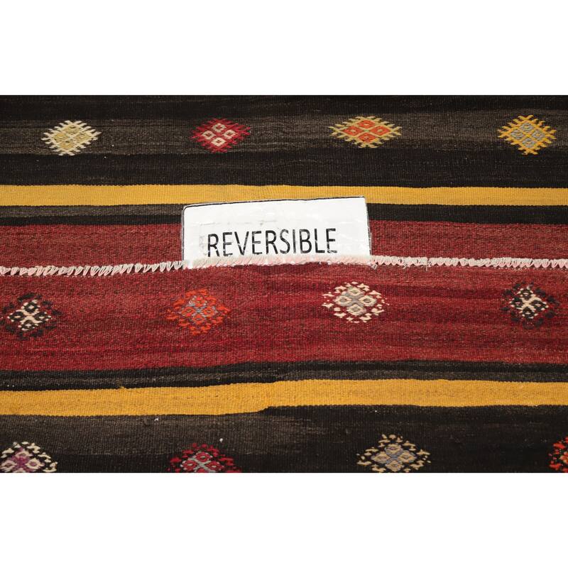 Hand Woven Oriental 100% Wool Carpet Southwestern Tribal Multi-Colored Kilim Area Rug - 9' 6'' X 6' 2''