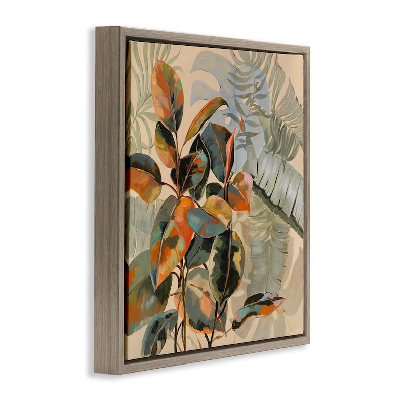 Stupell Tropical Foliage Warmth Framed Floater Canvas Wall Art Design By Dusza