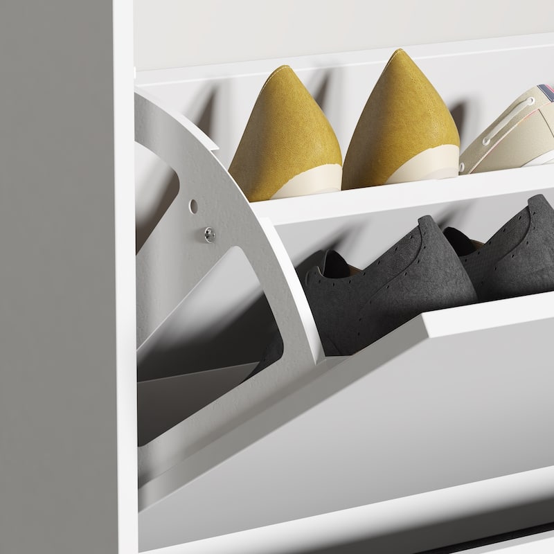 Shoe Cabinet Vertical Shoe Rack with Attached Mirror Compact Design - 31.5"X61.2"