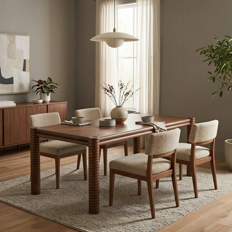 Studio London Ellis Dining Table Mid-Century Rectangular Walnut Acacia Finish