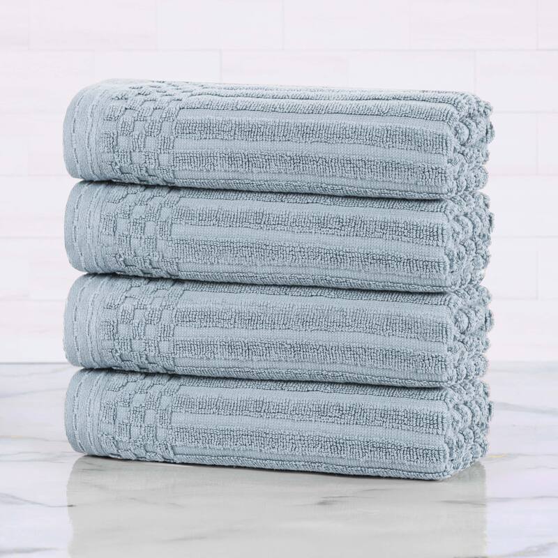 Superior Soho Ribbed Cotton Hand Towel Set of 4 - Slate Blue