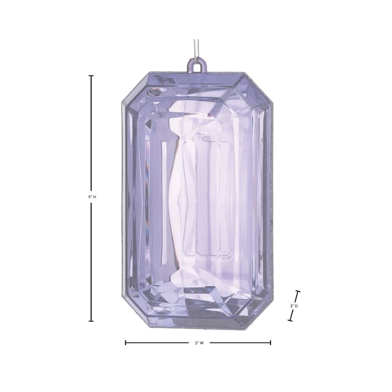 9" Acrylic Emerald Cut Precious Gem Ornament Set of 3