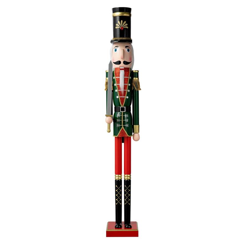 Glitzhome 42"H Large Size Christmas Wooden King & Soldier Nutcracker Set Xmas Figurine Decor for Indoor Outdoor