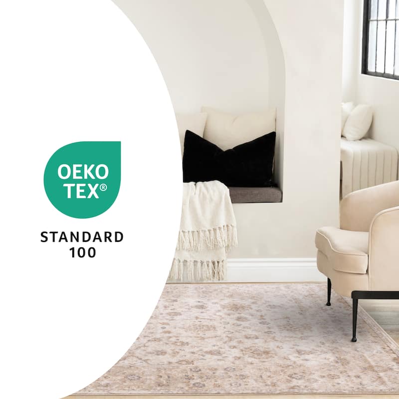 Beige White Grey Elegant Classic Rug