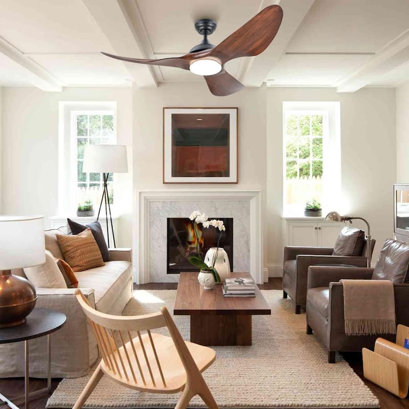 52" Outdoor Wet-Rated Waterproof LED Ceiling Fan with Dimmable Light and Remote Control