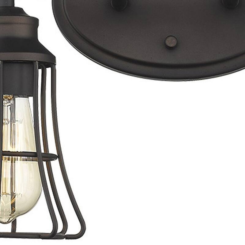 2-Light Hardwired Flush Mount Bronze Wall Sconce with and Damp Rated Fixture for Bathroom or Hallway - 9.25"H x 15.5"W x 6.25"D